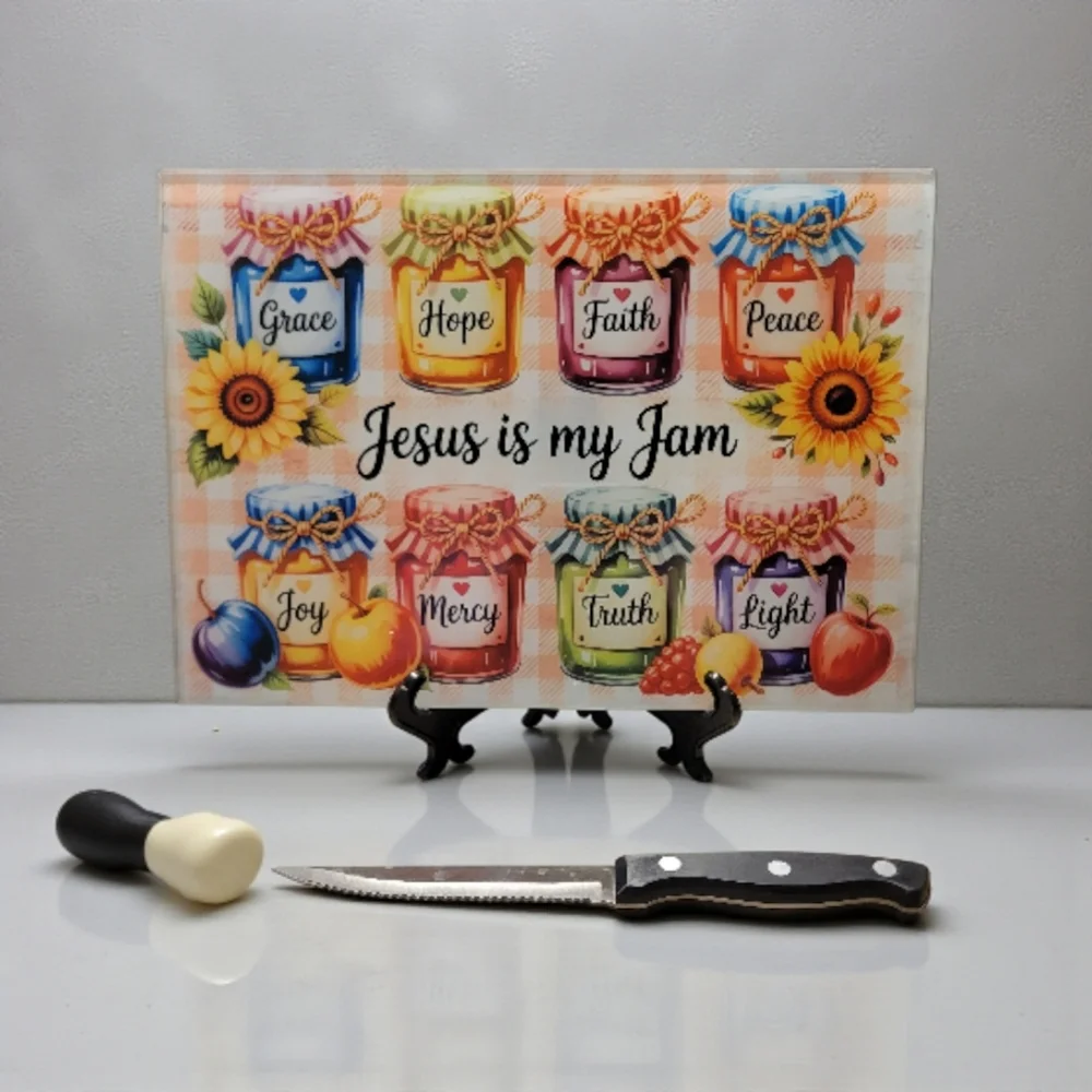 Jesus, Is My Jam Glass Cutting Board - Custom Made